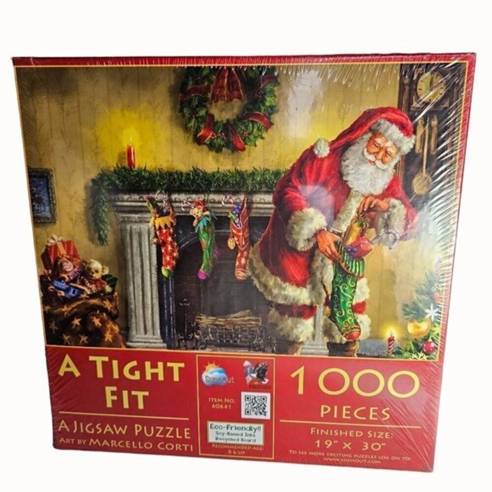 SunsOut Puzzle Santa Christmas A Tight Fit 1000 Pieces 27x 30 Marcello Corti New